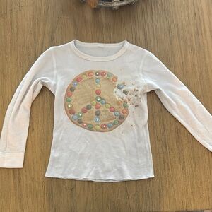 White Long Sleeve Tee with Peace Design